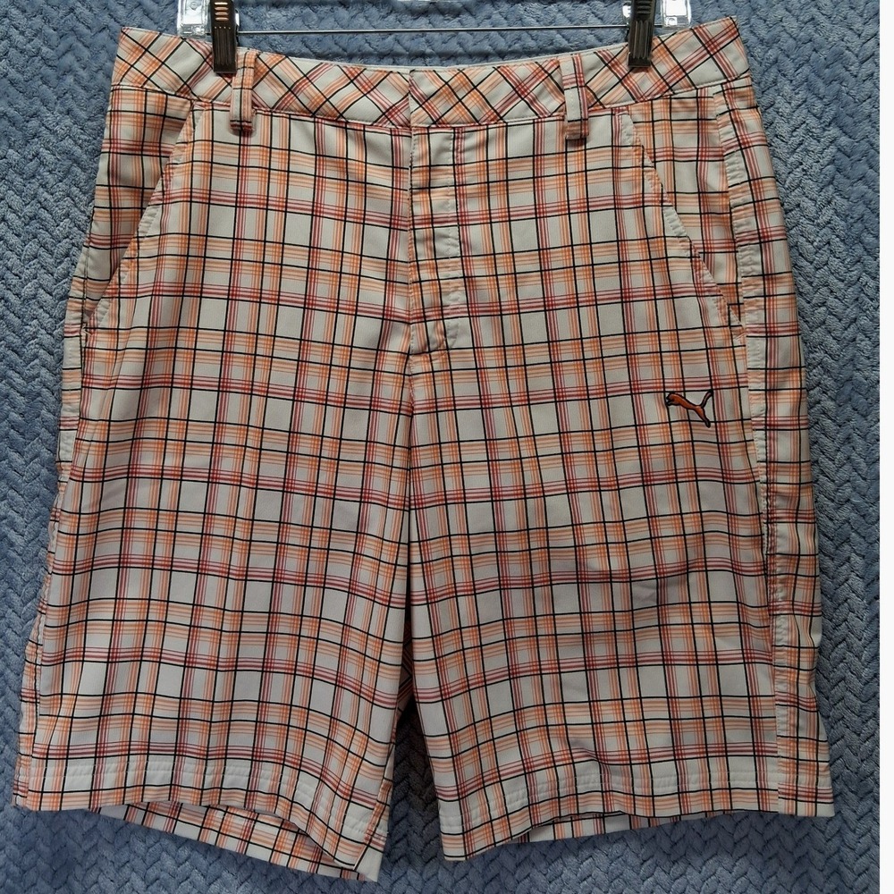 Puma Sportlifestyle Golf Shorts Mens 32 Plaid Cell Tech Performance Stretch
